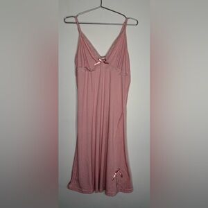 Tolon Pink Slip Dress Size XL Bow Detail Coquette Midi Length